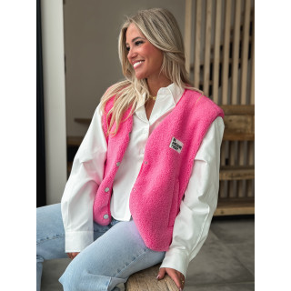 Gilet teddy sans manches Rania - Rose