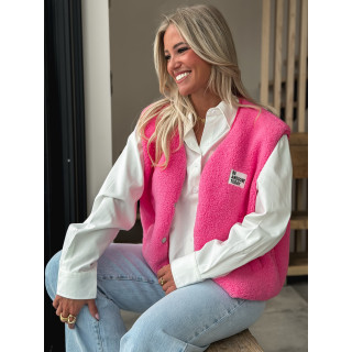 Gilet teddy sans manches Rania - Rose