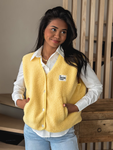 Gilet teddy sans manches Rania- Jaune
