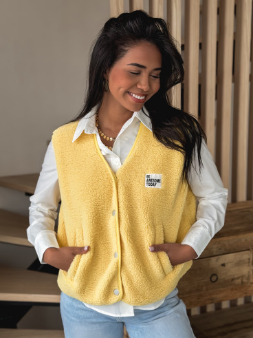 Gilet teddy sans manches Rania- Jaune