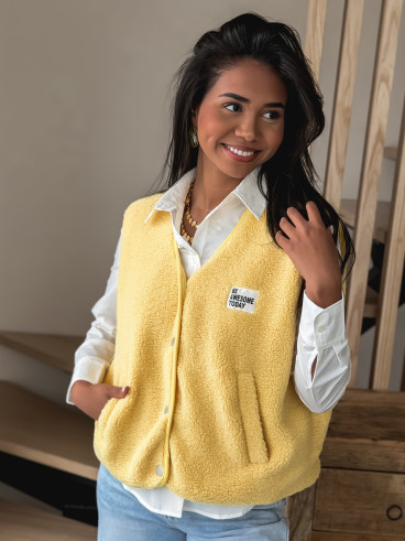 Gilet teddy sans manches Rania- Jaune