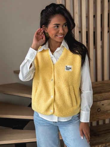 Gilet teddy sans manches Rania- Jaune