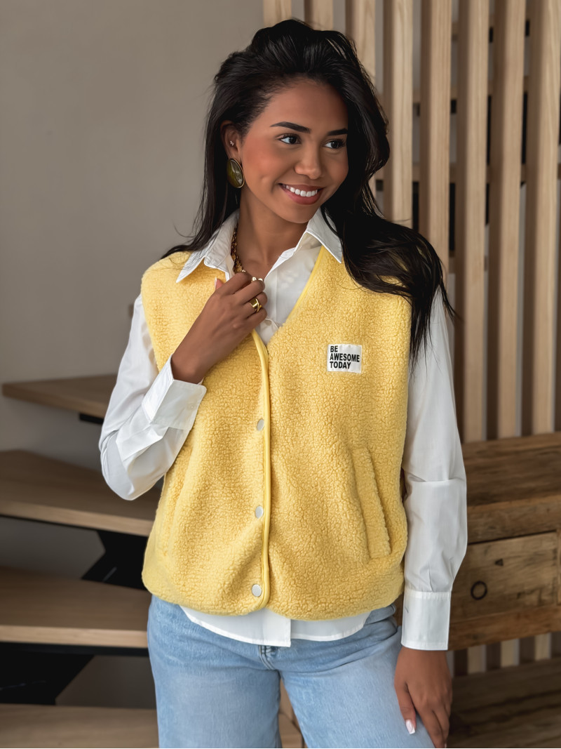 Gilet teddy sans manches Rania- Jaune