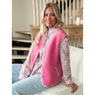 Gilet teddy Floraline - Rose