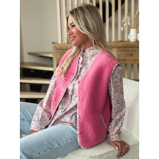Gilet teddy Floraline - Rose