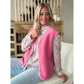 Gilet teddy Floraline - Rose