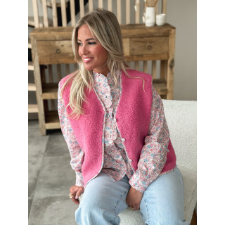 Gilet teddy Floraline - Rose