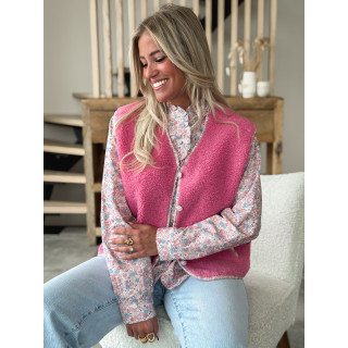 Gilet teddy Floraline - Rose