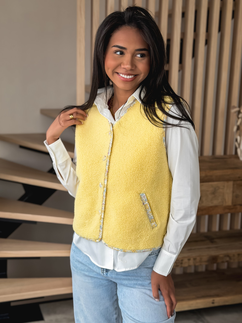 Gilet teddy Floraline - Jaune