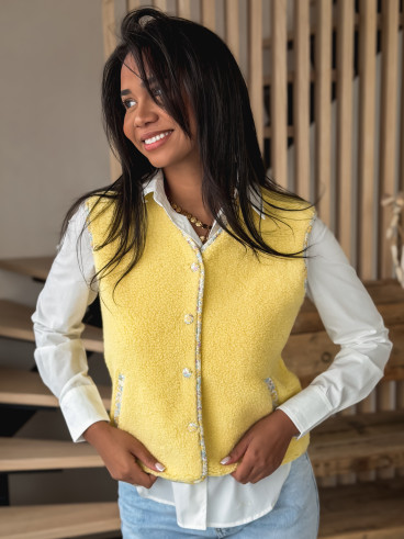 Gilet teddy Floraline - Jaune