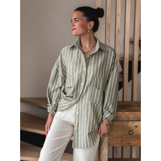 Chemise lignée Isaure - Vert olive