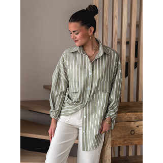 Chemise lignée Isaure - Vert olive