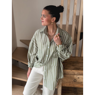 Chemise lignée Isaure - Vert olive