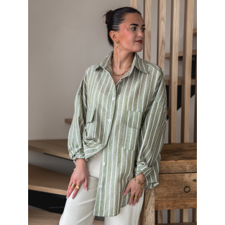 Chemise lignée Isaure - Vert olive