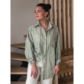 Chemise lignée Isaure - Vert olive