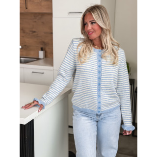 Gilet ligné Mariella - Bleu ciel/Blanc