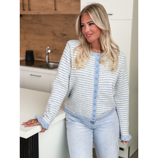 Gilet ligné Mariella - Bleu ciel/Blanc