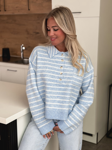 Pull ligné Magnolia - Bleu/Blanc