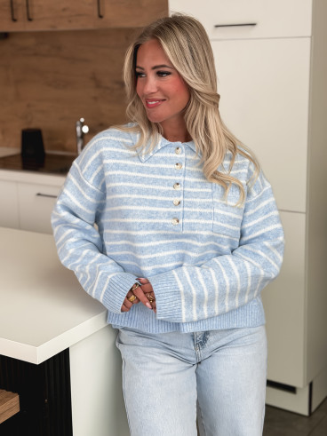 Pull ligné Magnolia - Bleu/Blanc