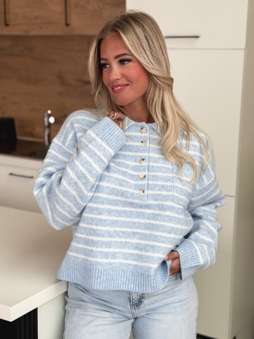 Pull ligné Magnolia - Bleu/Blanc