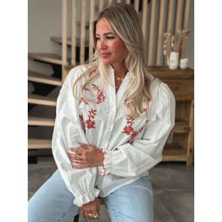 Chemisier Hajar - Blanc/Rose