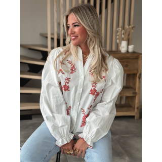 Chemisier Hajar - Blanc/Rose