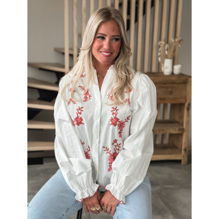 Chemisier Hajar - Blanc/Rose