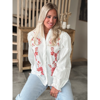 Chemisier Hajar - Blanc/Rose