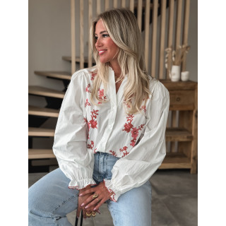 Chemisier Hajar - Blanc/Rose