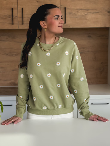 Pull à fleurs Luisa - Kaki