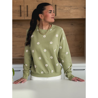 Pull à fleurs Luisa - Kaki