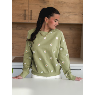 Pull à fleurs Luisa - Kaki