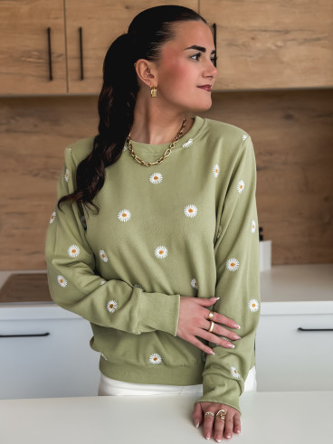 Pull à fleurs Luisa - Kaki Pull à fleurs Luisa - Kaki