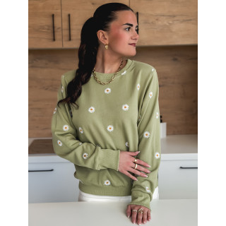 Pull à fleurs Luisa - Kaki