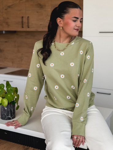 Pull à fleurs Luisa - Kaki Pull à fleurs Luisa - Kaki