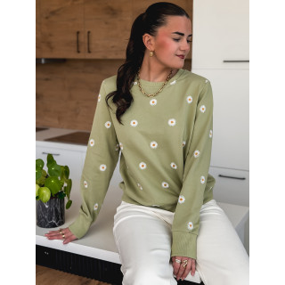 Pull à fleurs Luisa - Kaki