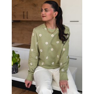 Pull à fleurs Luisa - Kaki