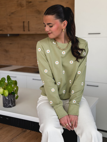 Pull à fleurs Luisa - Kaki Pull à fleurs Luisa - Kaki