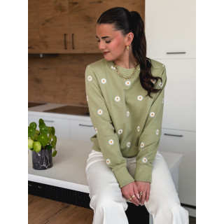 Pull à fleurs Luisa - Kaki