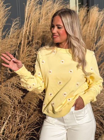 Pull à fleurs Luisa - Jaune