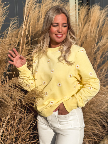 Pull à fleurs Luisa - Jaune