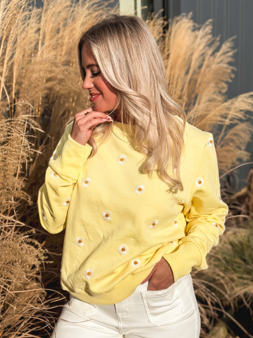 Pull à fleurs Luisa - Jaune
