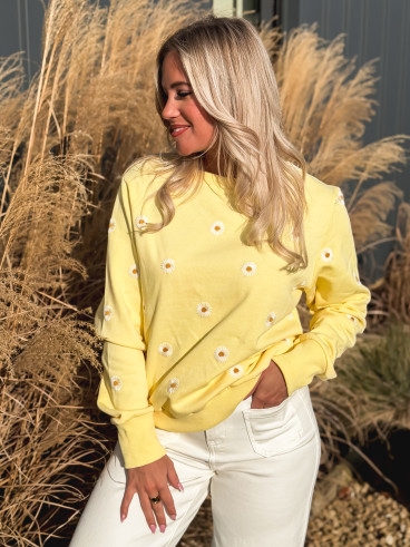 Pull à fleurs Luisa - Jaune
