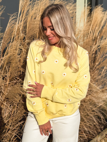 Pull à fleurs Luisa - Jaune