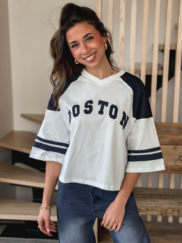 T-shirt Enora - Blanc/Bleu marine