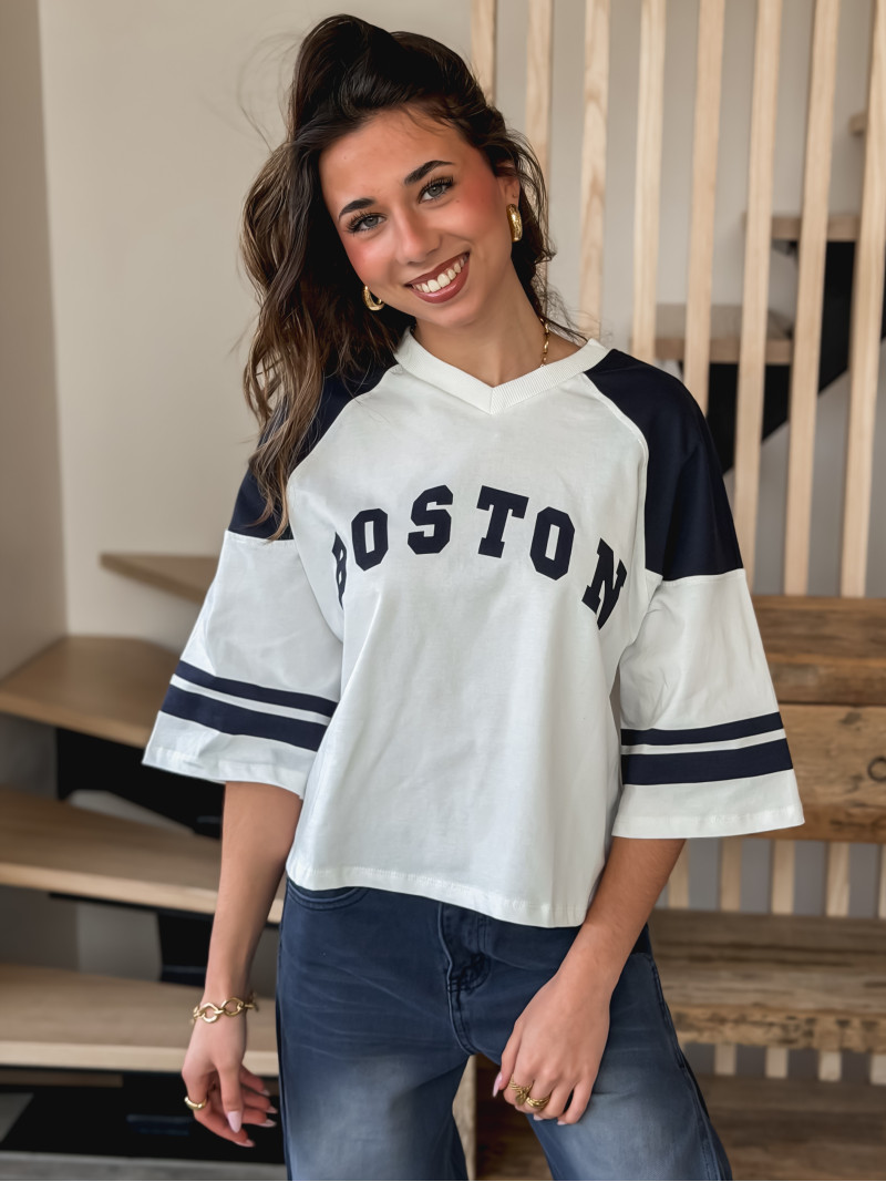 T-shirt Enora - Blanc/Bleu marine