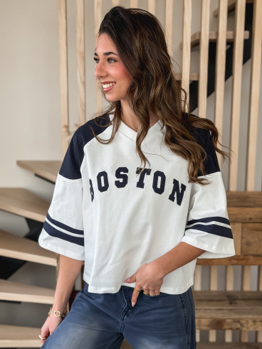 T-shirt Enora - Blanc/Bleu marine