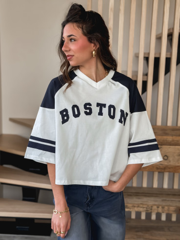 T-shirt Enora - Blanc/Bleu marine