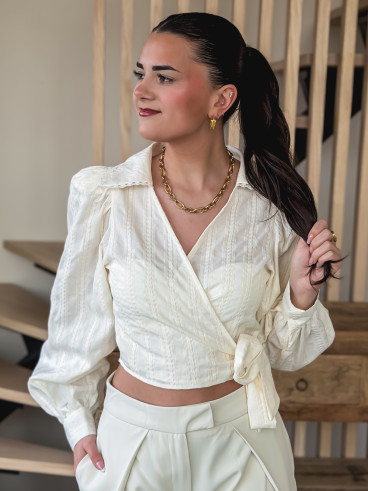 Blouse cache-cœur Avelyne - Crème