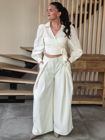 Blouse cache-cœur Avelyne - Crème Blouse cache-cœur Avelyne - Crème